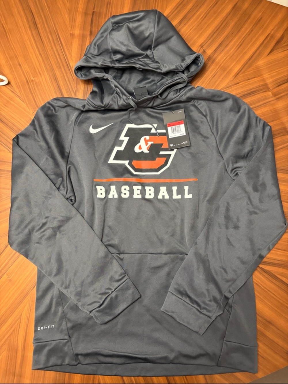 Nike Lewis & Clark Baseball Pullover Hoodie, dark grey. Dri-fit
NWT